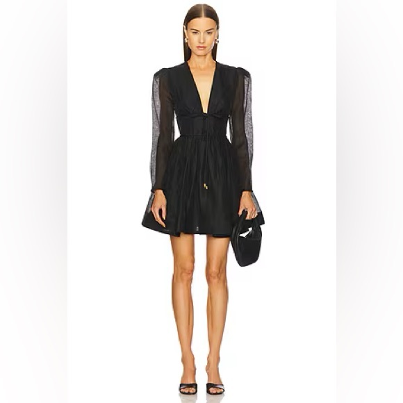 NWT Zimmermann Eden Long Sleeve Structured Linen and Silk Organza Dress 1 US6 - Picture 1 of 17